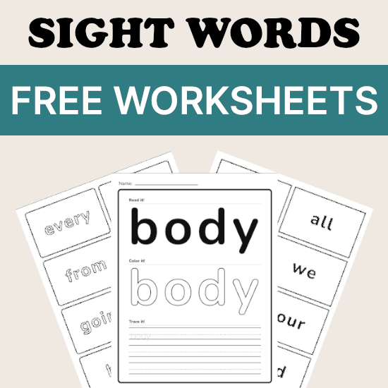 A printable sight word worksheet with the word to read, color in, and trace